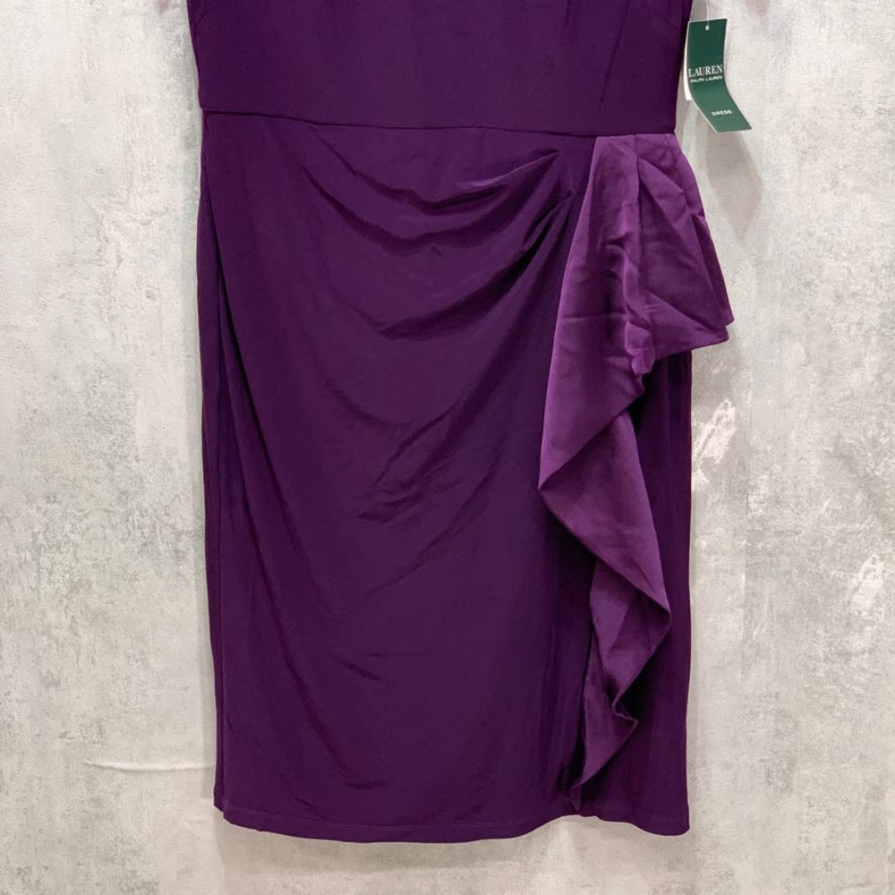 Lauren Ralph Lauren Purple Satin Ruffle Trim Dress - Picture 3 of 11